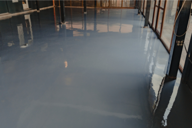 Construction series work in progress with epoxy flooring